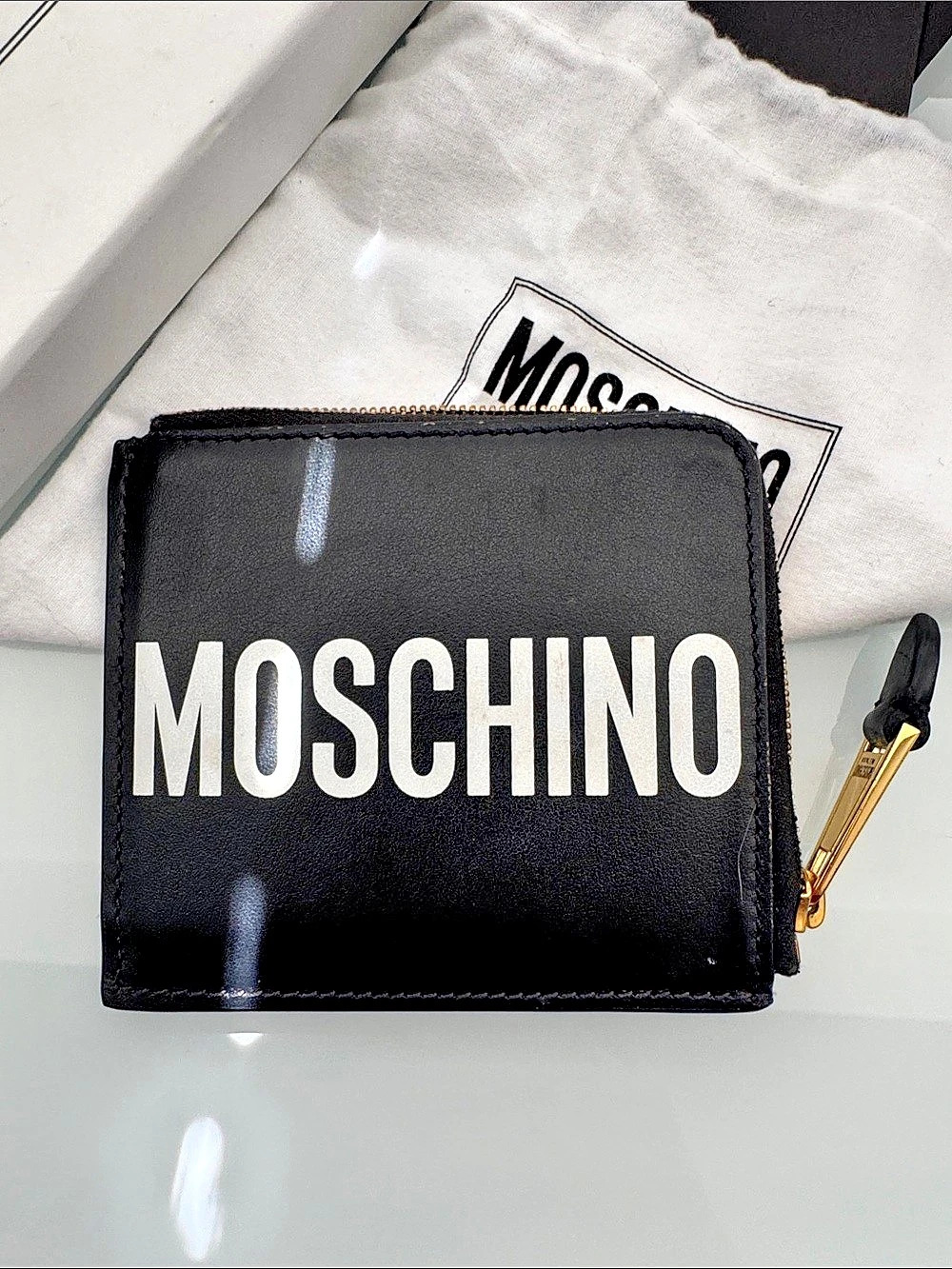 Moschino Black Zip Wallet Like New